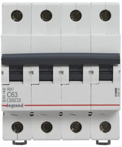 Автоматичний вимикач Legrand RX3 4P, 63A, C, 4.5kA (419747) ціна 1392 грн - фотографія 2