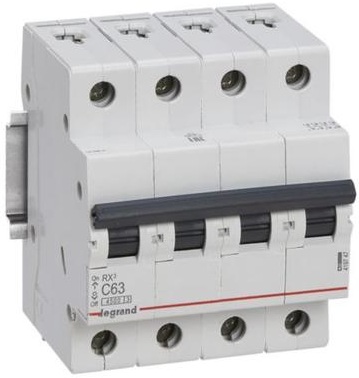 Автоматический выключатель Legrand RX3 4P, 63A, C, 4.5kA (419747)