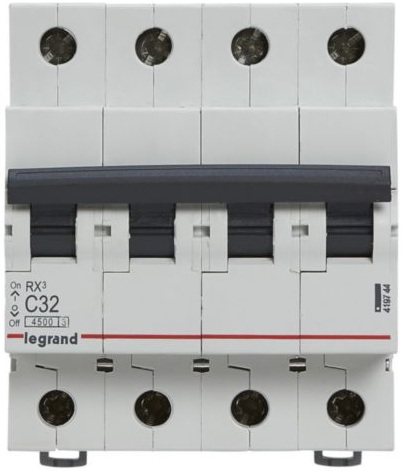Автоматичний вимикач Legrand RX3 4P, 32A, C, 4.5kA (419744) ціна 928 грн - фотографія 2