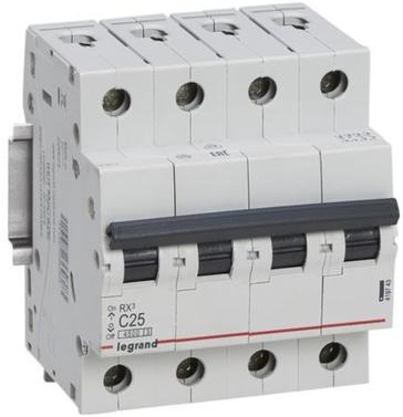 Автоматический выключатель Legrand RX3 4P, 25A, C, 4.5kA (419743)