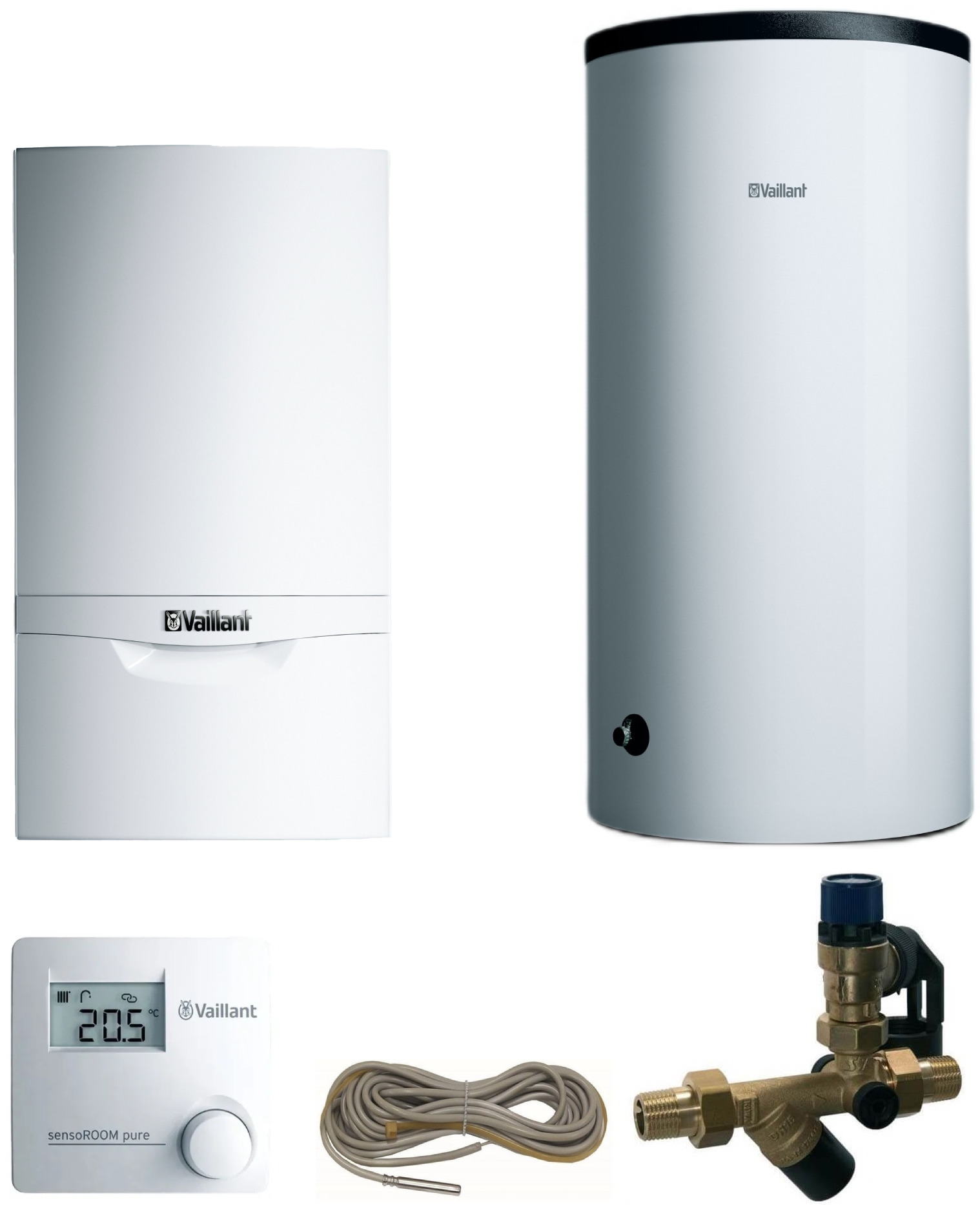 Газовий котел + пакетна пропозиція Vaillant atmoTec plus VU 240/5-5 + бойлер + терморегулятор + датчик + група безпеки