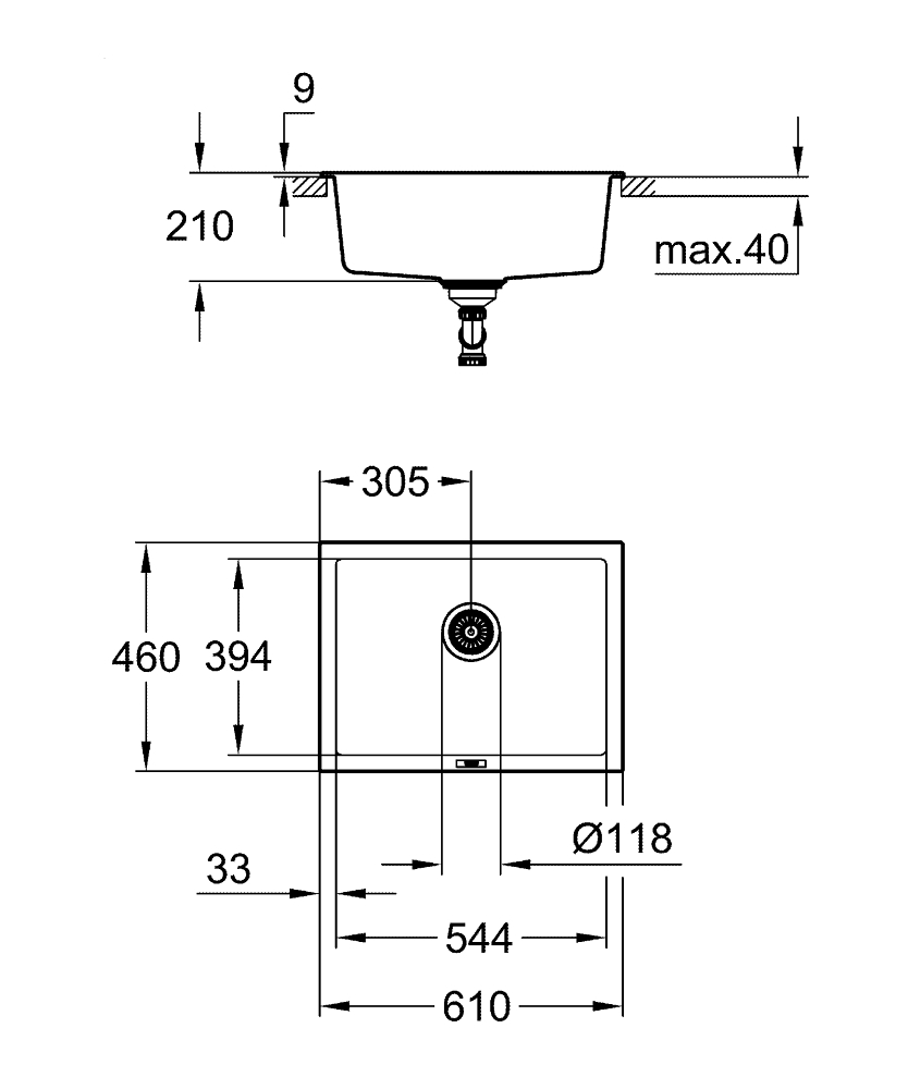 Grohe K700U 31655AP0 Габаритні розміри