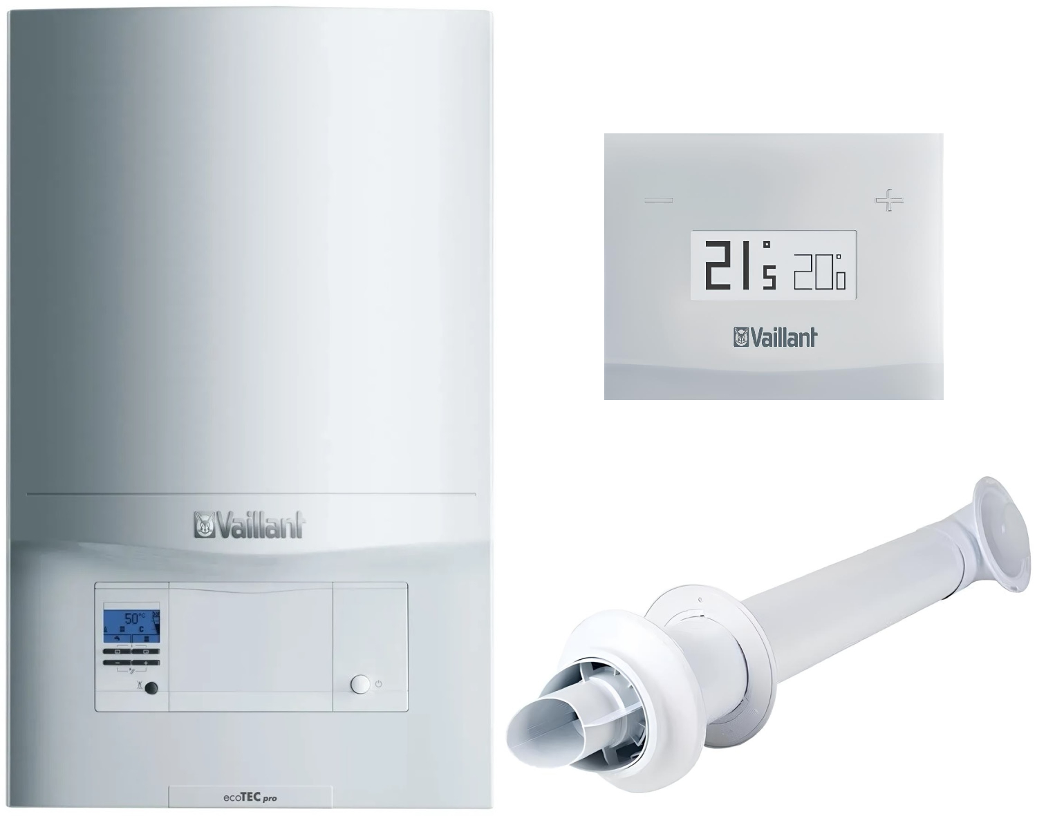 Газовий котел + пакетна пропозиція Vaillant ecoTec Pro VUW INT 286/5-3 H + димохід + терморегулятор eRELAX