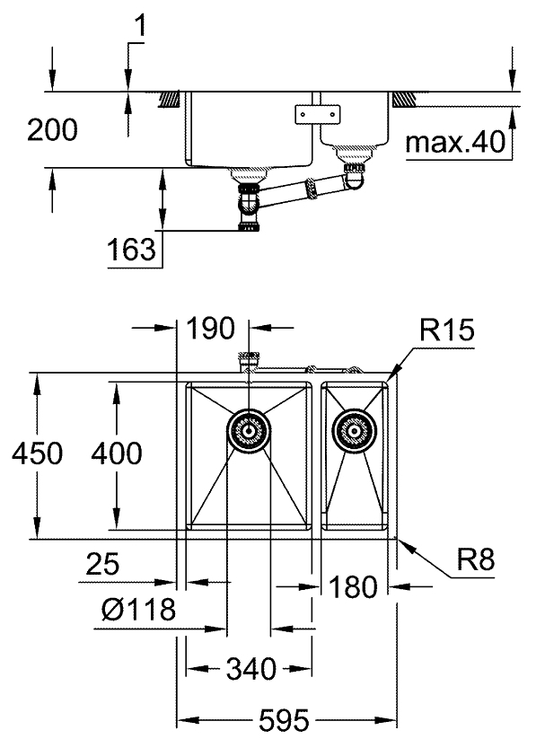 Grohe K700U 31577SD1 Габаритные размеры