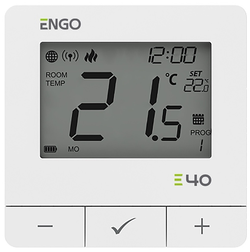 Интернет-терморегулятор ZigBee 3.0 Engo Controls E40-BATW, белый