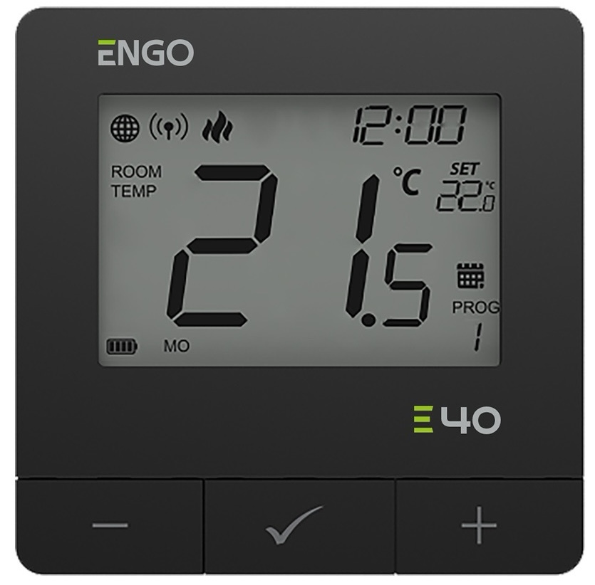 Интернет-терморегулятор ZigBee 3.0 Engo Controls E40-BATB, черный