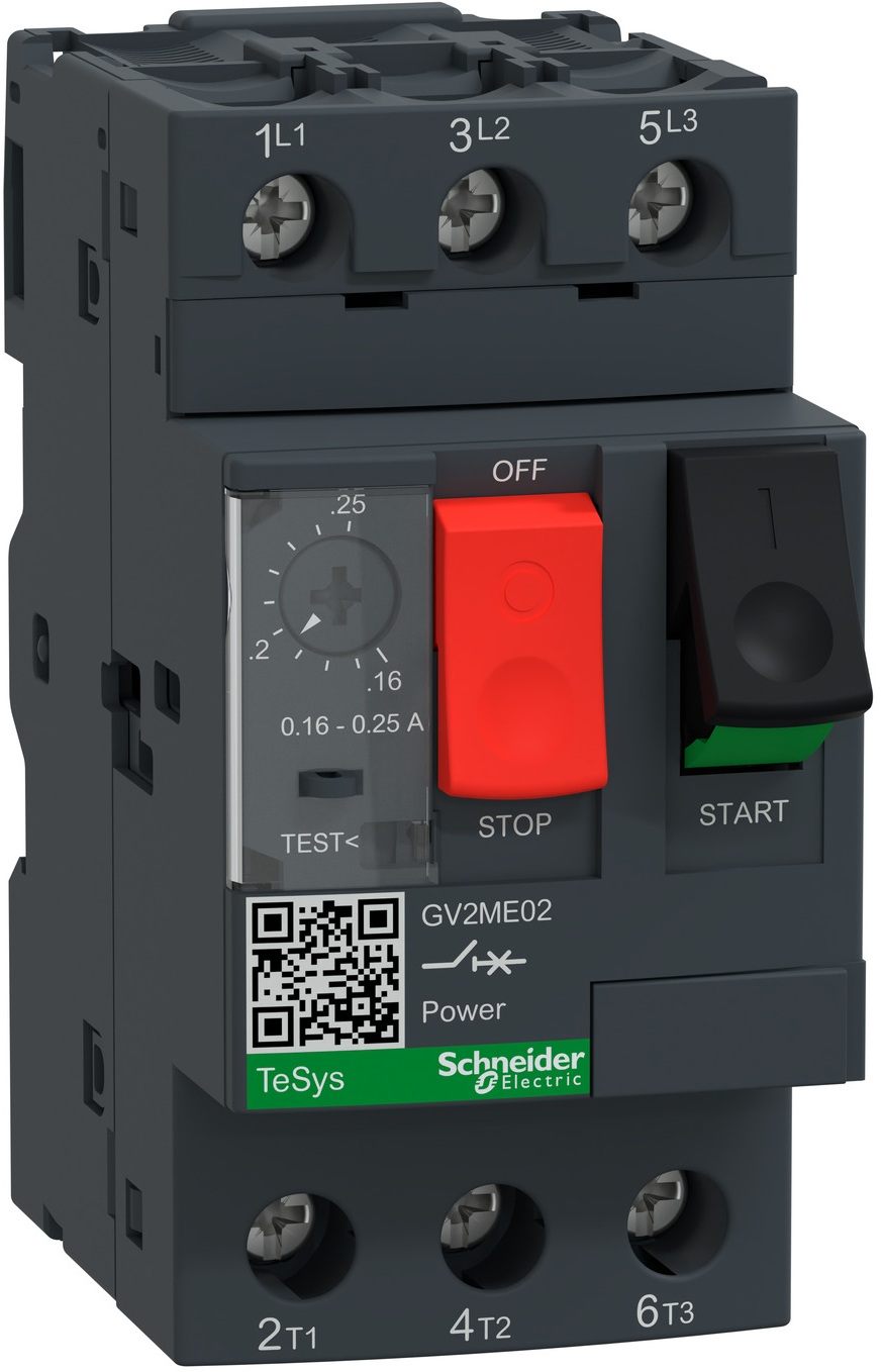 Автоматический выключатель защиты двигателя Schneider Electric TeSys GV2 0.16-0.25A (GV2ME02)