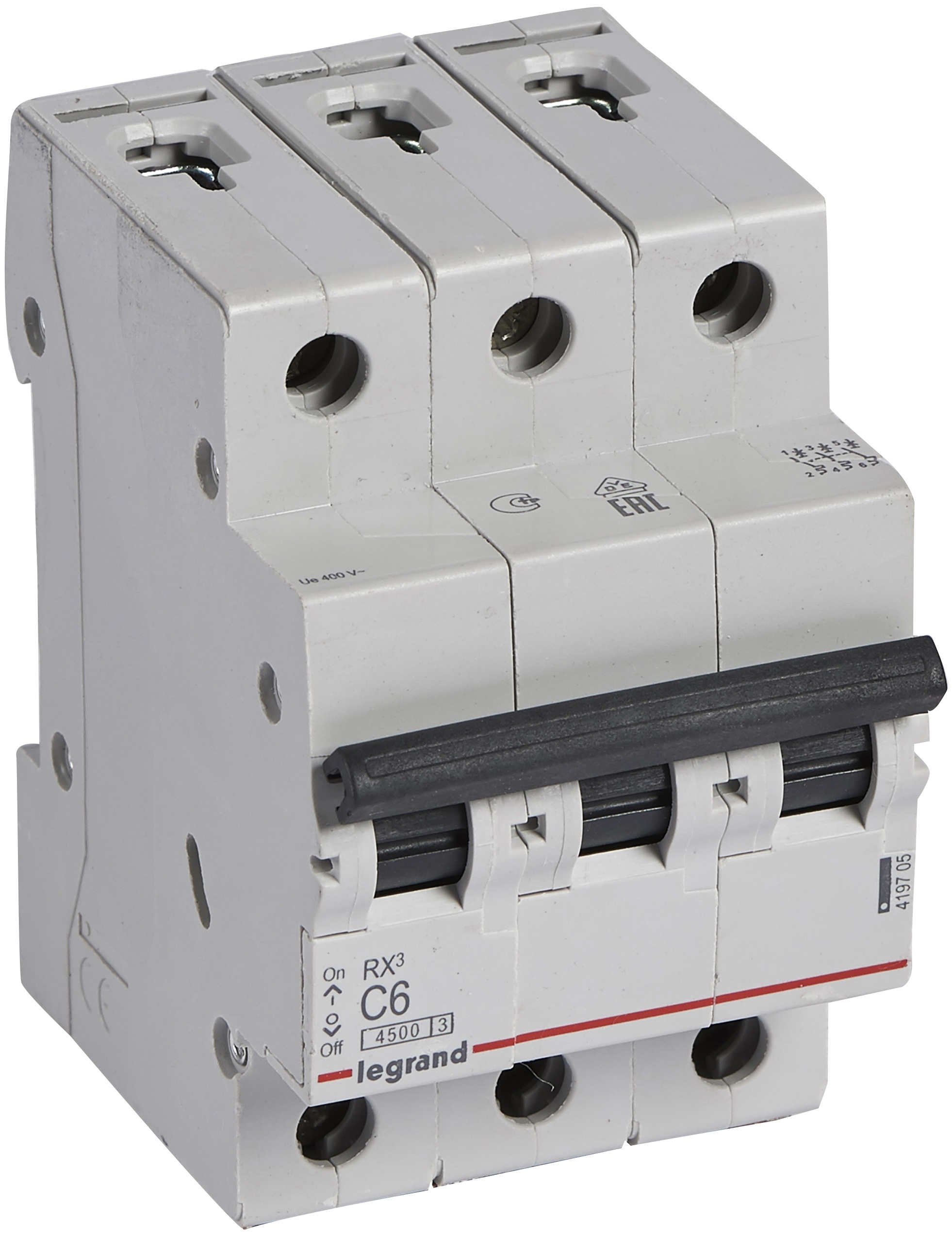 Автоматический выключатель Legrand RX3 3P, 6A, C, 4.5kA (419705)
