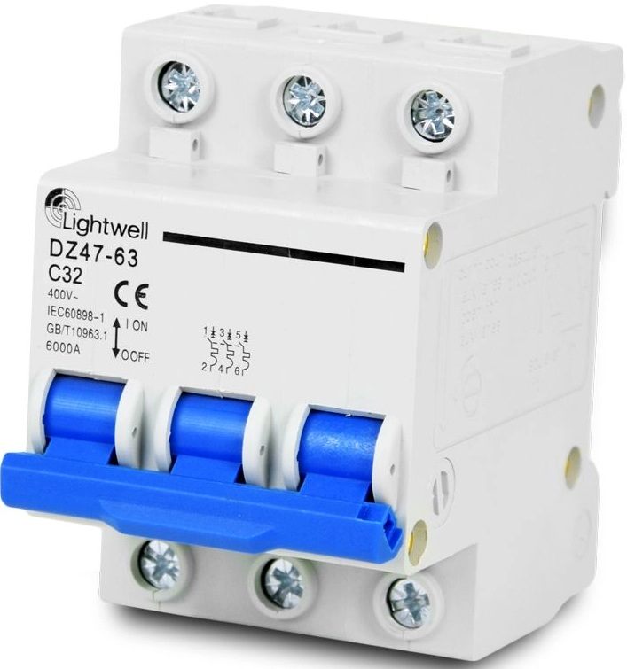 Автоматический выключатель Lightwell DZ47-63 3P, 32A, C (256725)