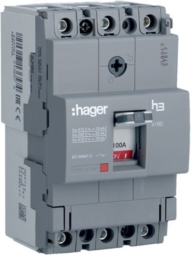 Автоматический выключатель Hager 3P, 100A, 18kA (HDA100L)