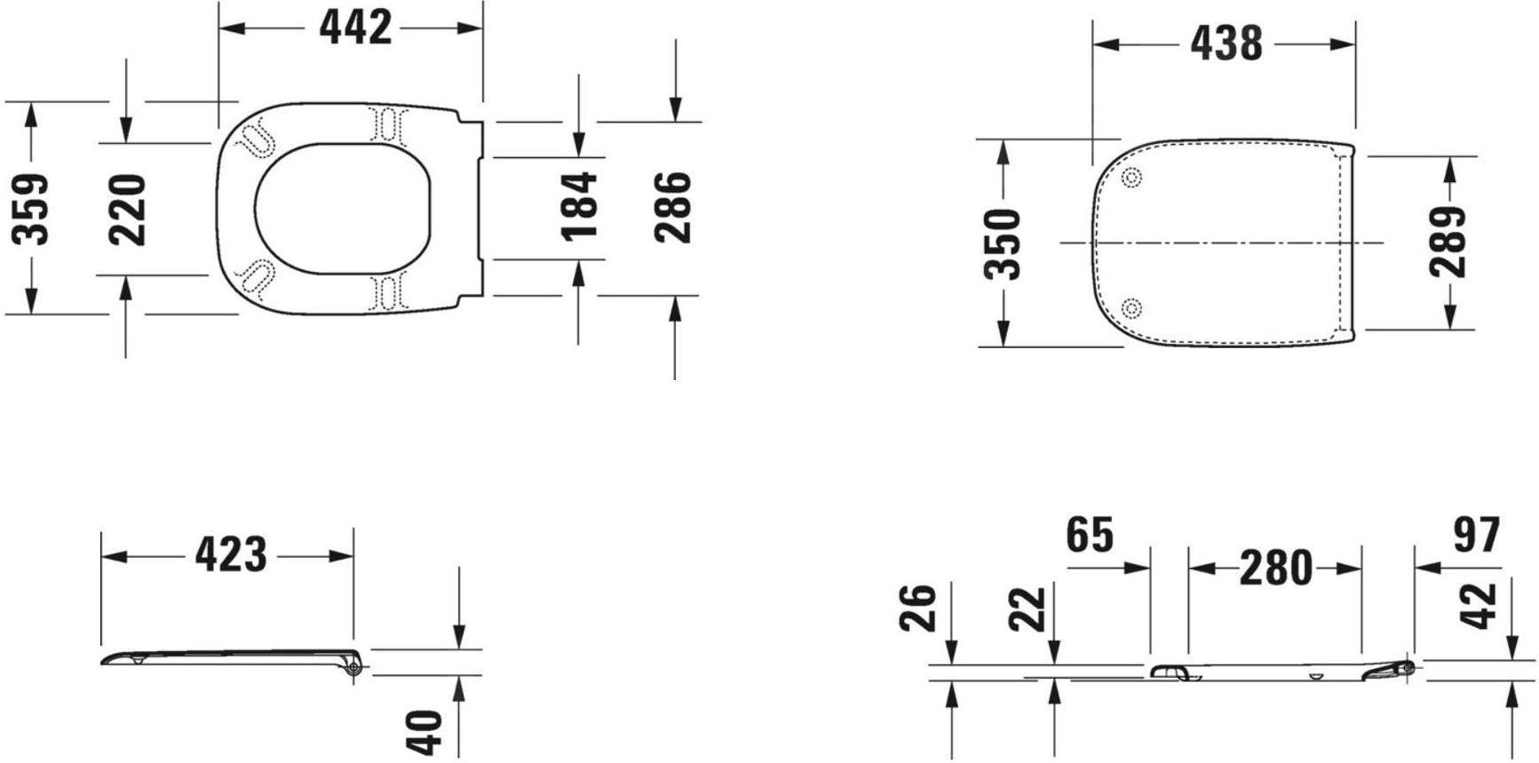 Duravit D-Code (0067390000) Габаритные размеры