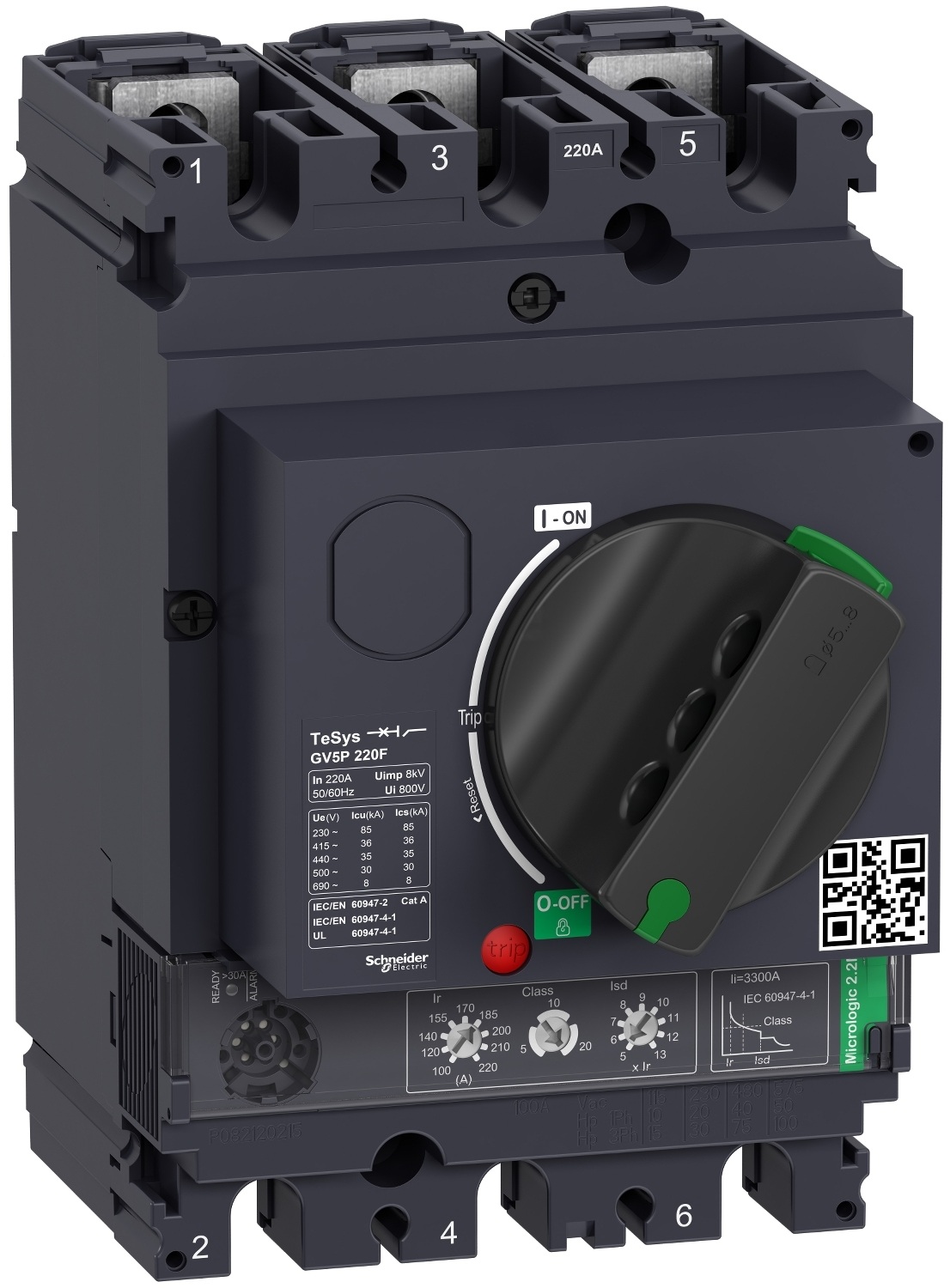 Автоматический выключатель защиты двигателя Schneider Electric TeSys GV5P 220A 36kA (GV5P220F)