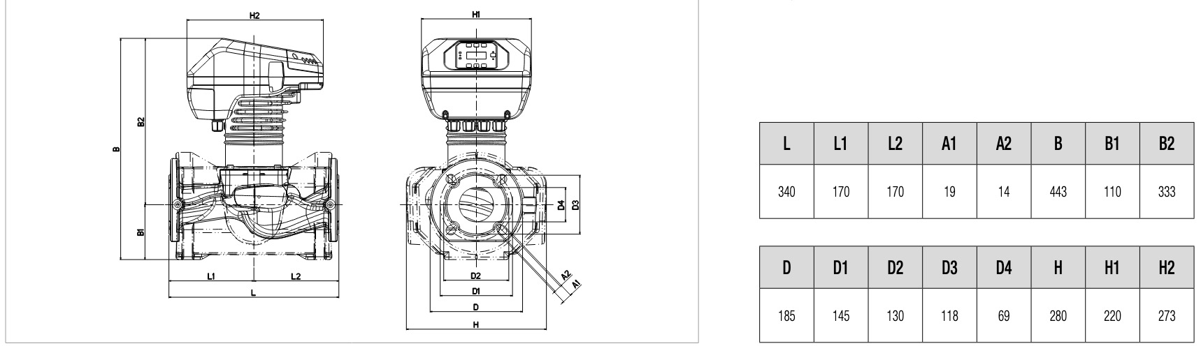 DAB Evoplus B 150/340.65 M Габаритные размеры