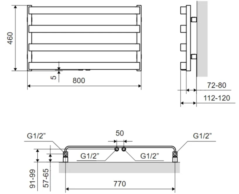 Excellent Meteor 46x80 см чорна (GREX.MEW46.BL) Габаритні розміри