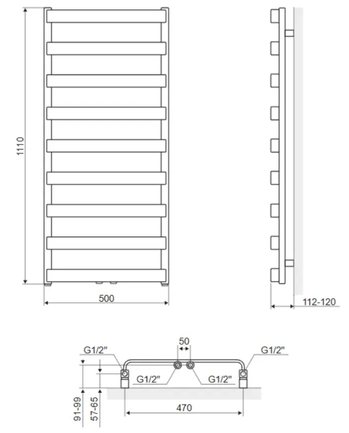 Excellent Meteor 111x50 см чорна (GREX.ME111.BL) Габаритні розміри