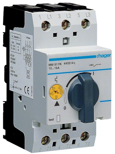 Автоматический выключатель защиты двигателя Hager 10-16А, 2.5M (MM511N)