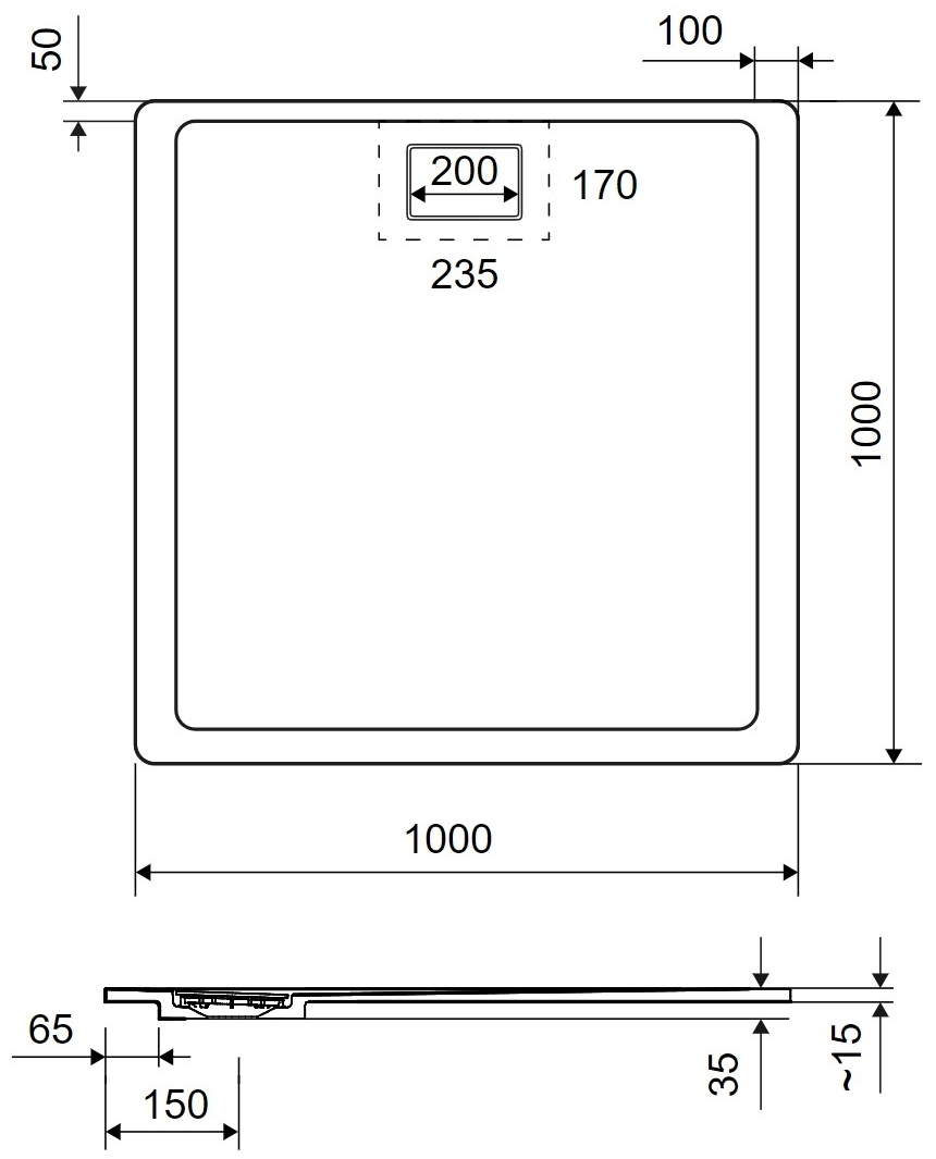Excellent Lavano 1000x1000 см сірий (BREX.1102.100.100.CON) Габаритні розміри