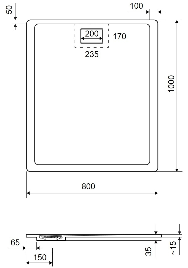Excellent Lavano 1000x800 см чорний (BREX.1103.100.080.BLN) Габаритні розміри