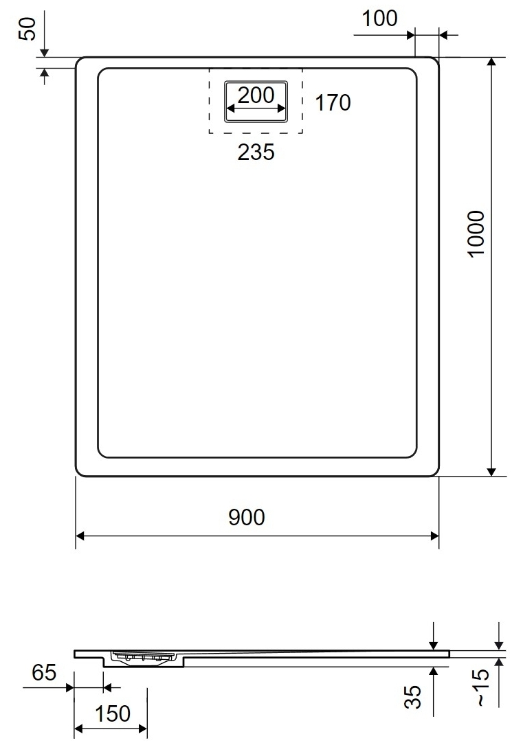 Excellent Lavano 1000x900 см чорний (BREX.1103.100.090.BLN) Габаритні розміри