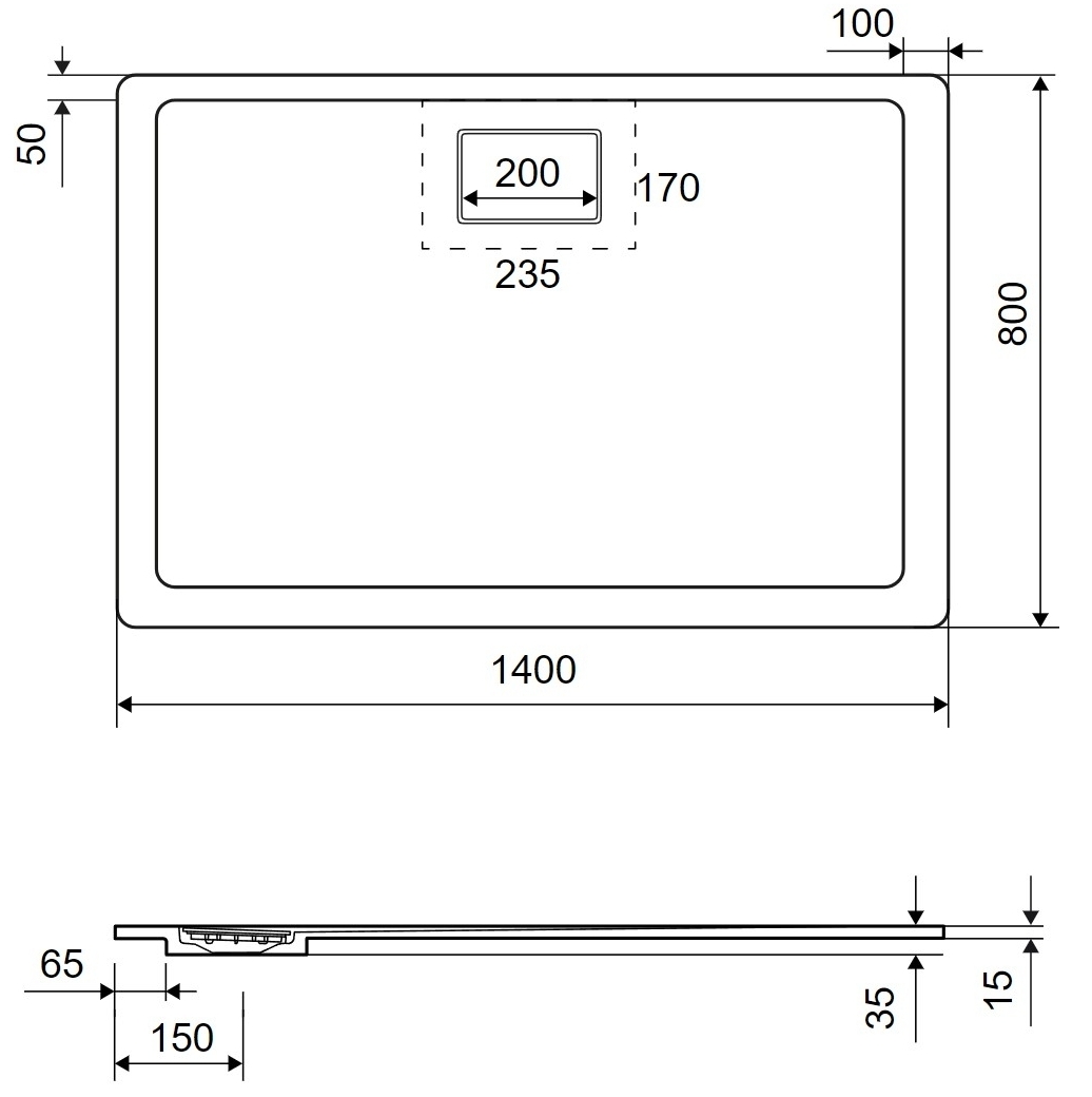 Excellent Lavano 1400x800 см серый (BREX.1103.140.080.CON) Габаритные размеры