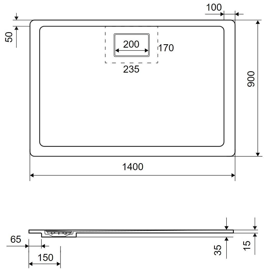 Excellent Lavano 1400x900 см чорний (BREX.1103.140.090.BLN) Габаритні розміри