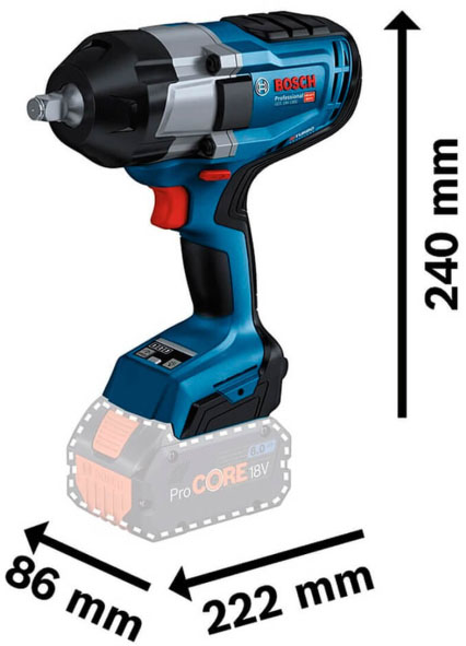 Bosch GDS 18 V-1000 (06019J8300) Габаритні розміри
