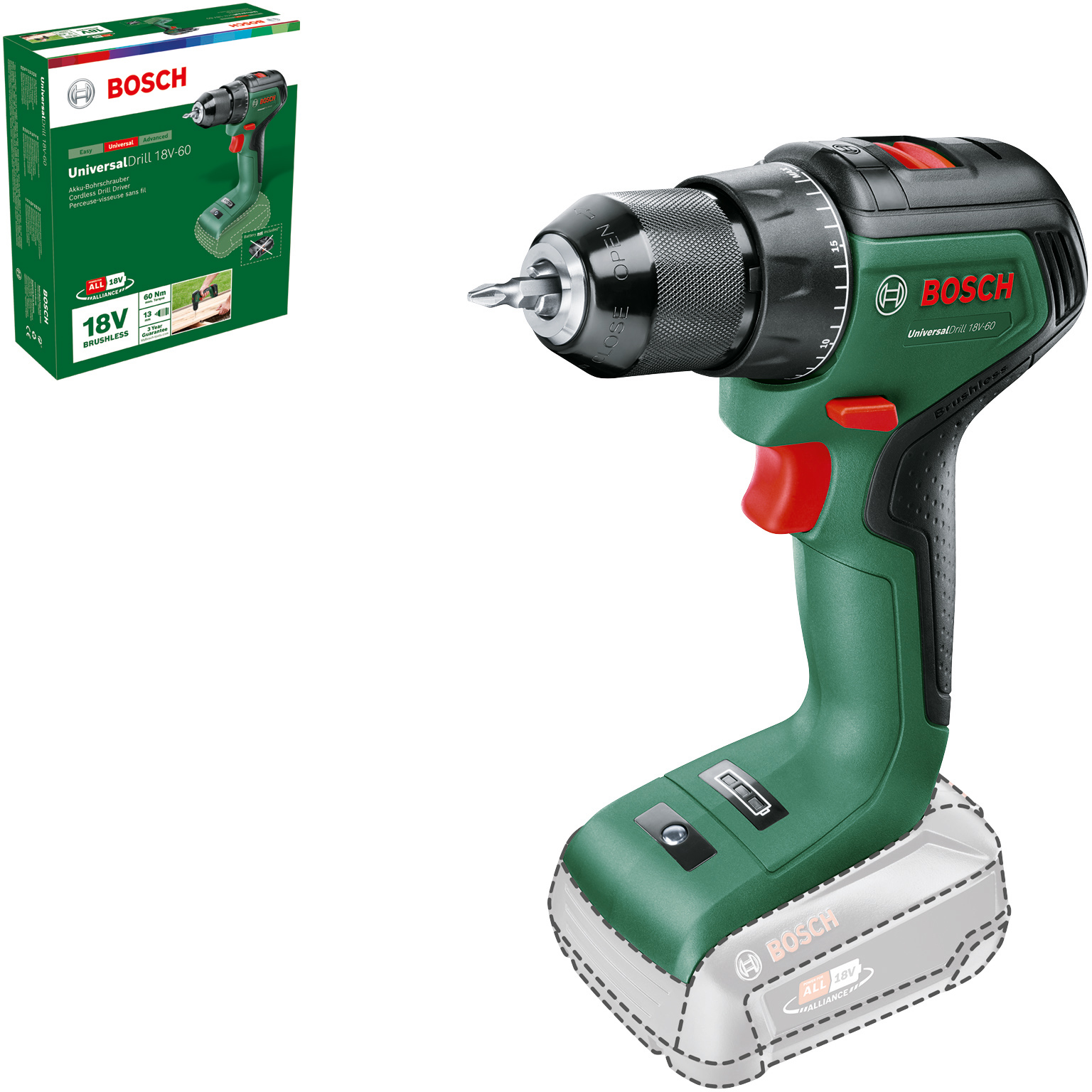Шурупокрут Bosch Universal Drill 18V-60 (06039D7000) ціна 3660 грн - фотографія 2