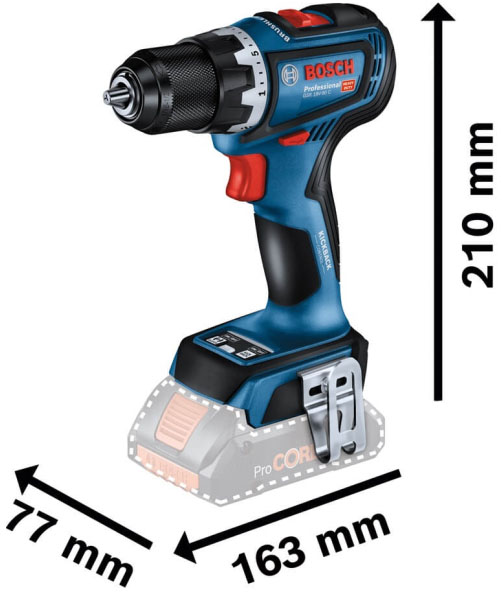 Bosch GSR 18V-90 C Professional (06019K6006) Габаритные размеры