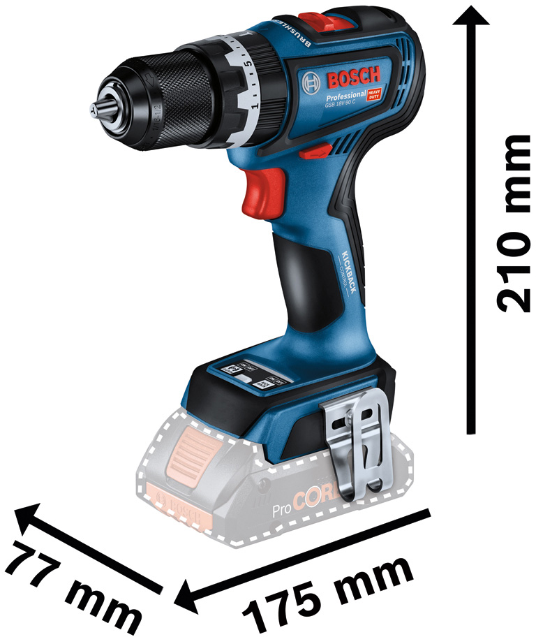 Bosch GSB 18V-90 C Professional (06019K6104) Габаритні розміри