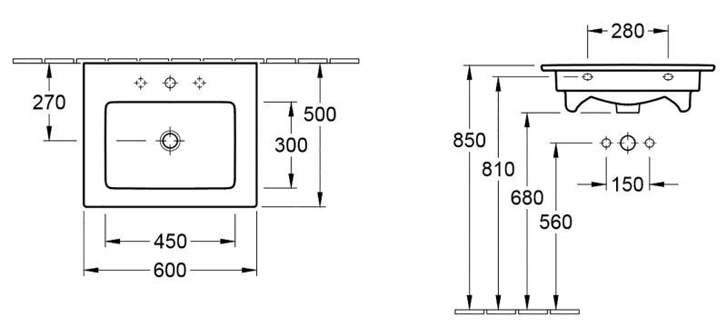 Villeroy&Boch Venticello (412460R1) Габаритні розміри