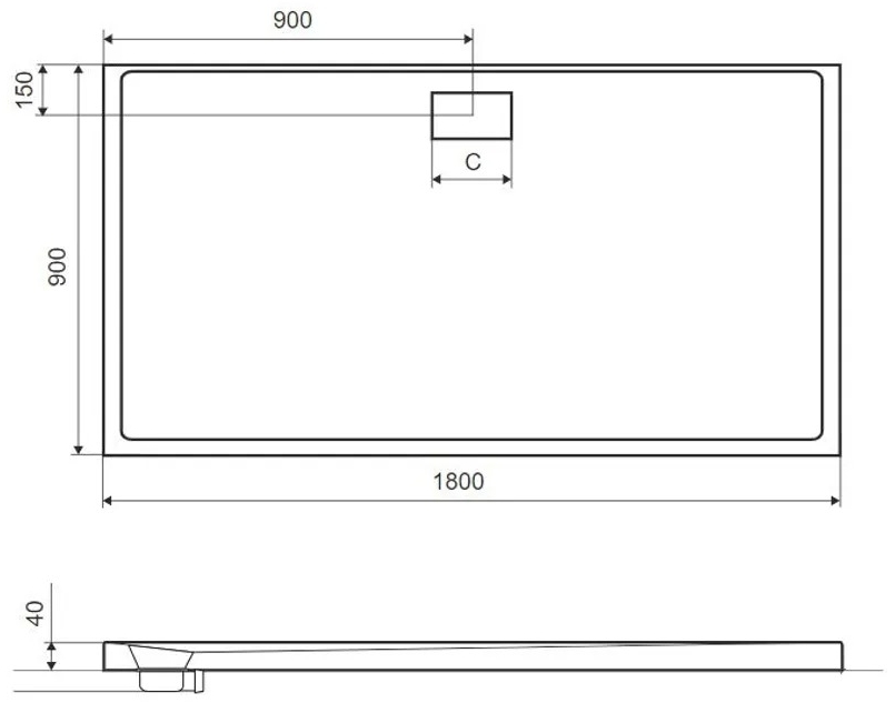 Excellent Zero 1800x900 см білий (BREX.1203.180.090.WHN) Габаритні розміри