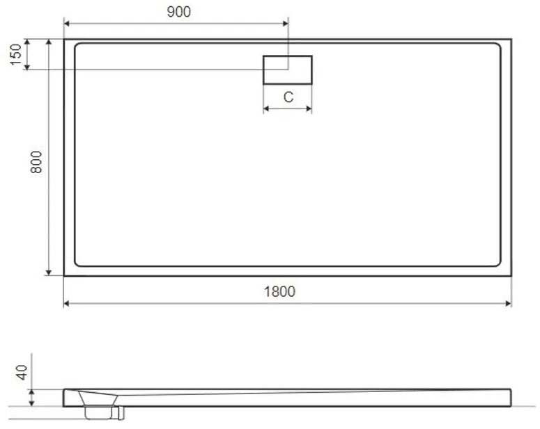 Excellent Zero 1800x800 см білий (BREX.1203.180.080.WHN) Габаритні розміри