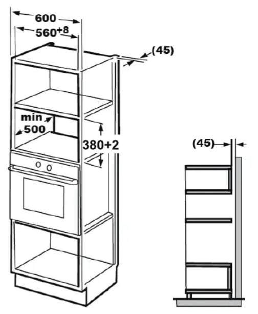 Gorenje BM251M2BG Габаритні розміри