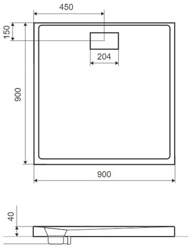 Excellent Zero 900x900 см білий (BREX.1202.090.090.WHN) Габаритні розміри