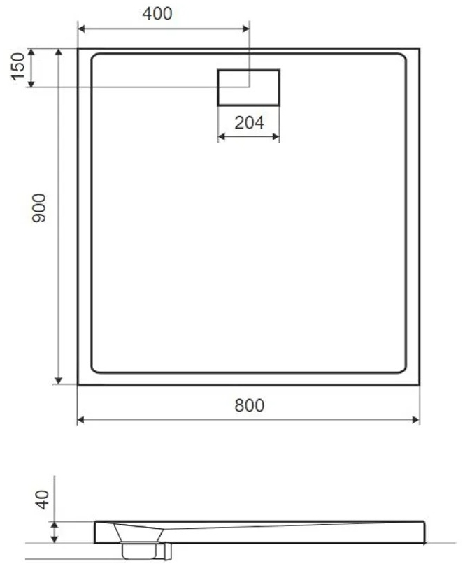 Excellent Zero 900x800 см белый (BREX.1203.080.090.WHN) Габаритные размеры