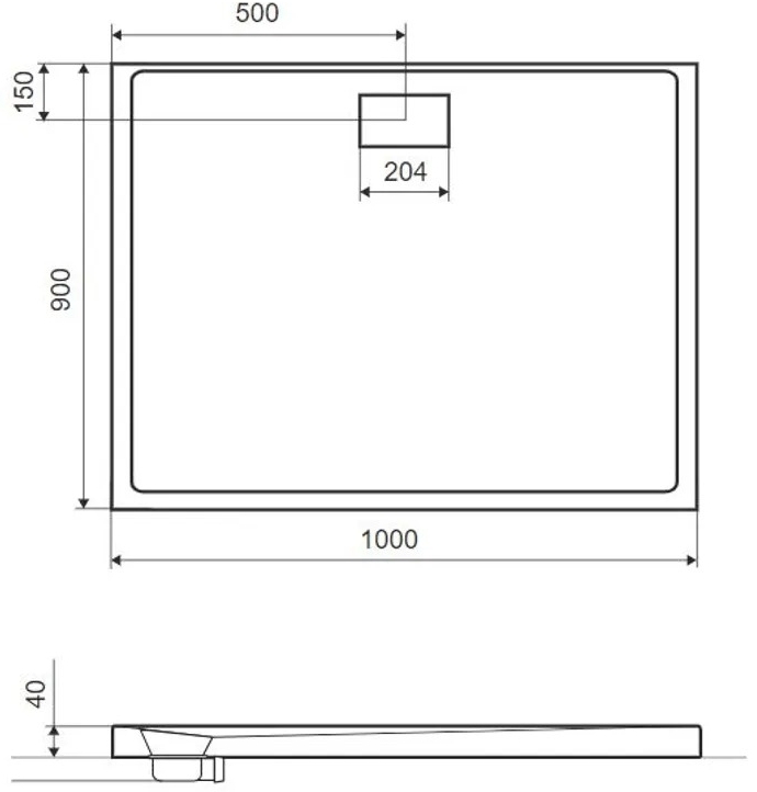 Excellent Zero 1000x900 см белый (BREX.1203.100.090.WHN) Габаритные размеры