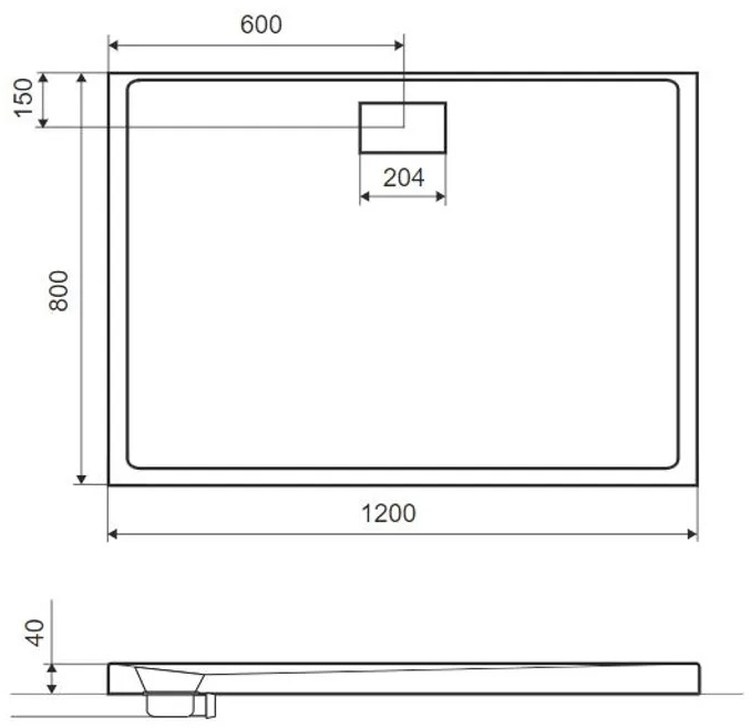 Excellent Zero 1200x800 см белый (BREX.1203.120.080.WHN) Габаритные размеры