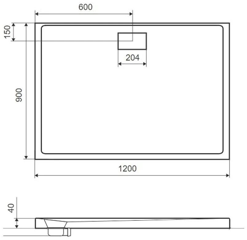 Excellent Zero 1200x900 см белый (BREX.1203.120.090.WHN) Габаритные размеры