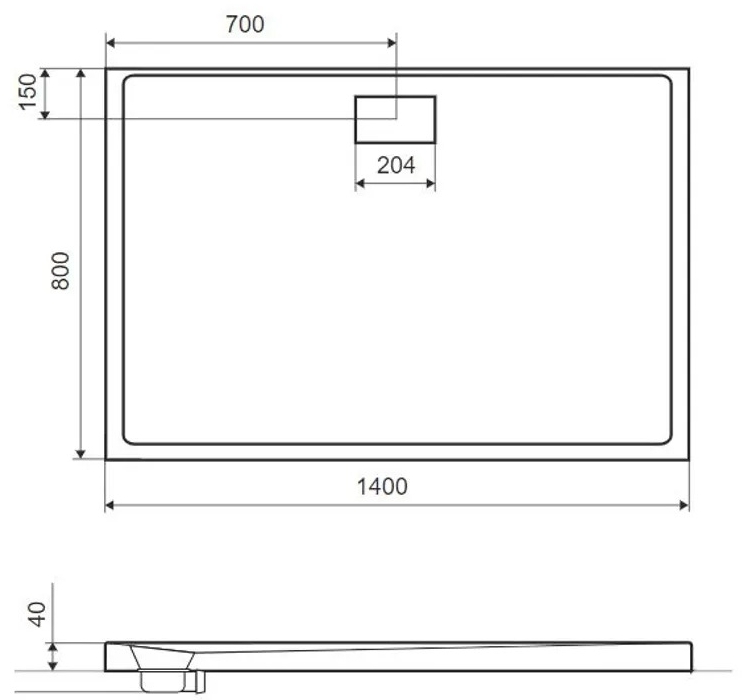 Excellent Zero 1400x800 см белый (BREX.1203.140.080.WHN) Габаритные размеры