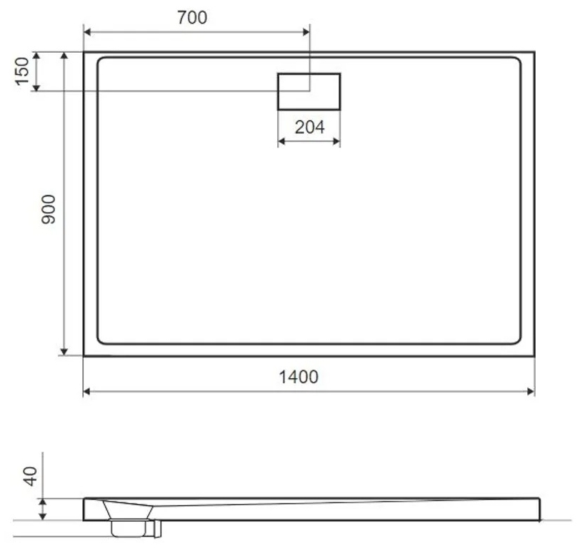 Excellent Zero 1400x900 см белый (BREX.1203.140.090.WHN) Габаритные размеры