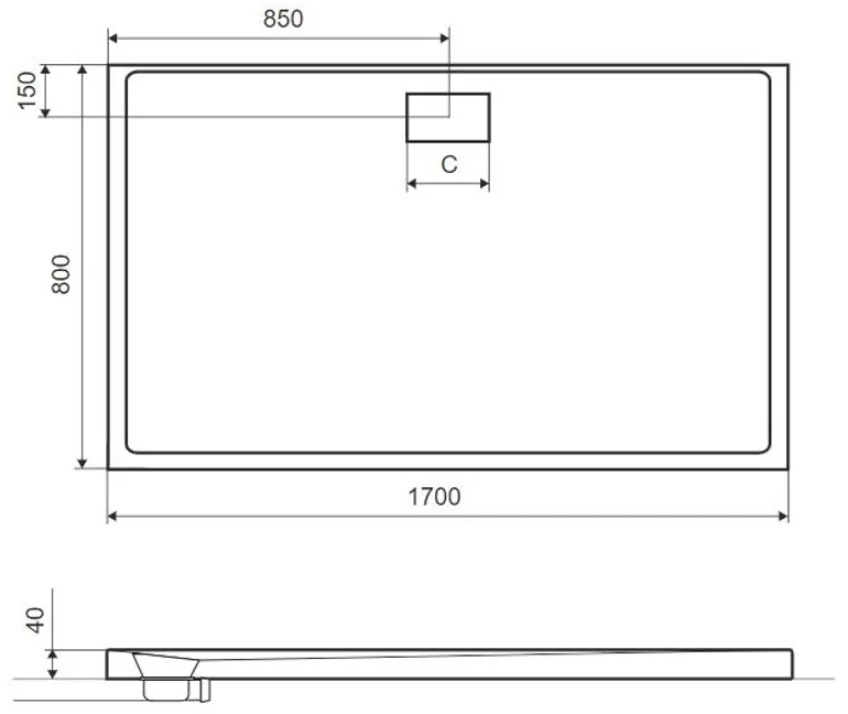 Excellent Zero 1700x800 см білий (BREX.1203.170.080.WHN) Габаритные размеры
