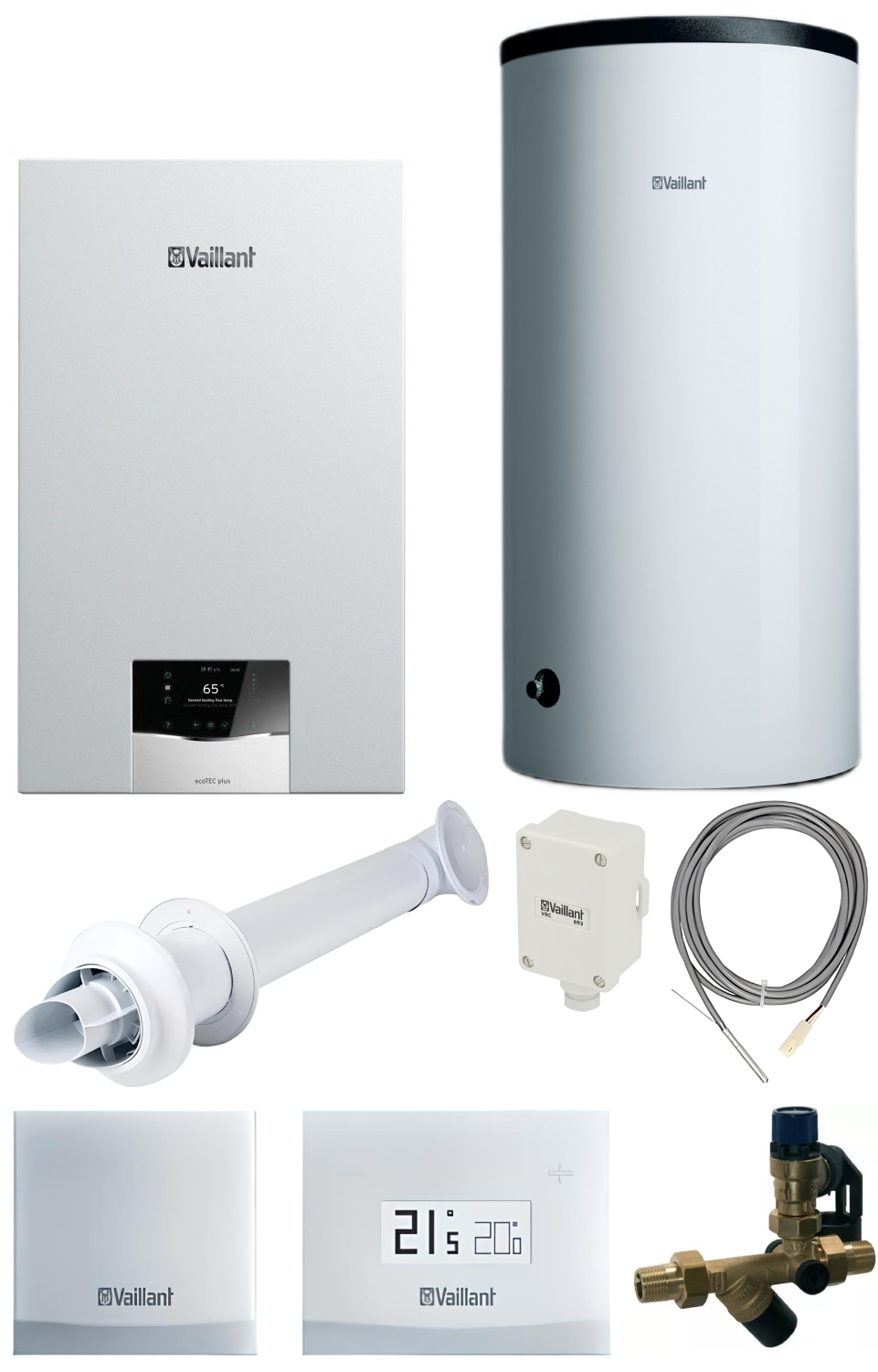 Vaillant ecoTec Plus VU 25CS/1-5 (N-INT2) + Бойлер 200 л + eRELAX комплект погодозалежного керування