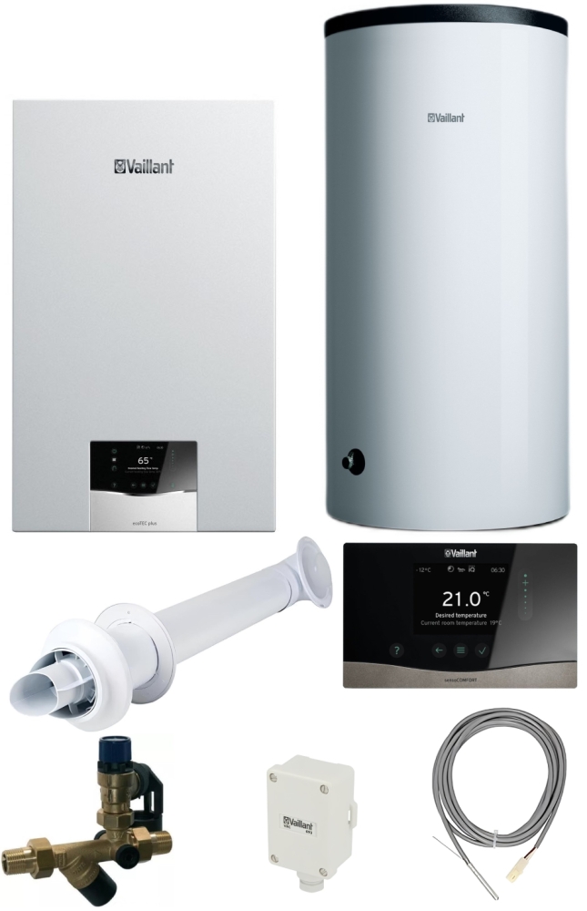 Vaillant ecoTec Plus VU 30CS/1-5 (N-INT2) + Бойлер 200 л + Комплект дротового керування