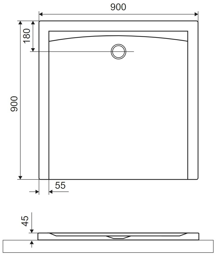 Excellent Forma X 900x900 см белый (BREX.1402.090.090.WHN) Габаритные размеры