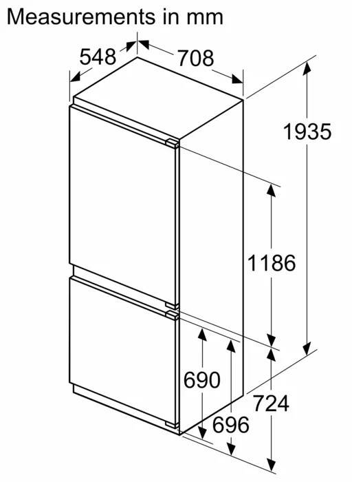 Bosch KBN96ADD0 Габаритные размеры