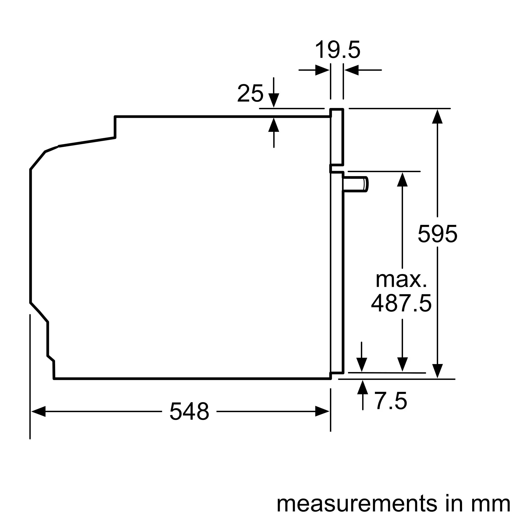 Bosch HJG852YS0 Габаритні розміри