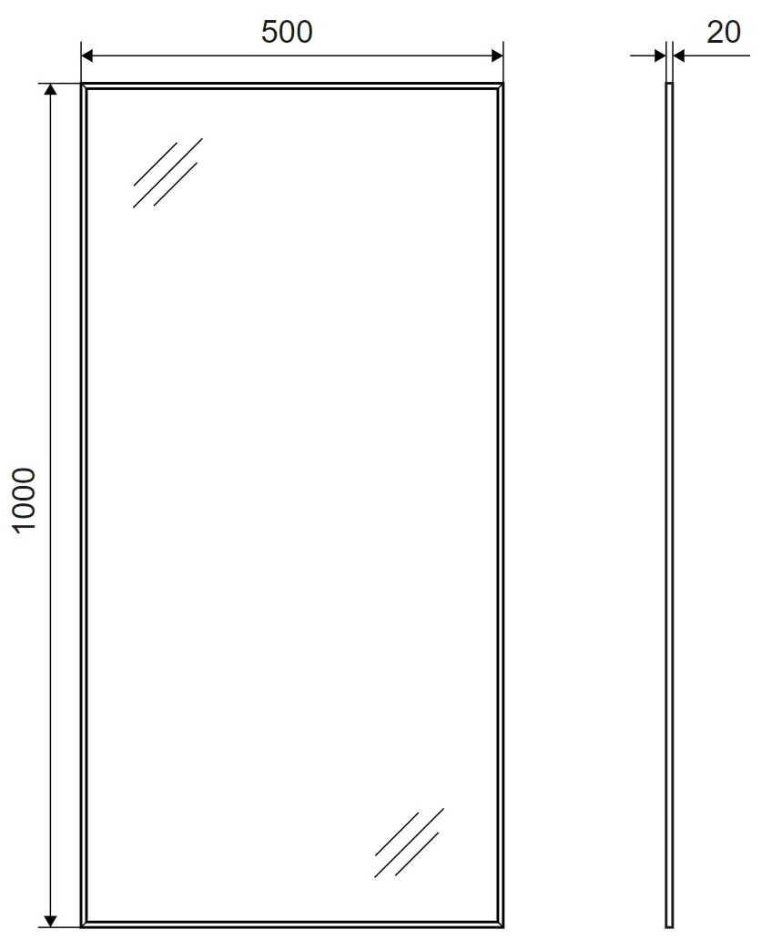 Excellent Kuadro 100x50 см чорне (DOEX.KU100.050.BL) Габаритні розміри