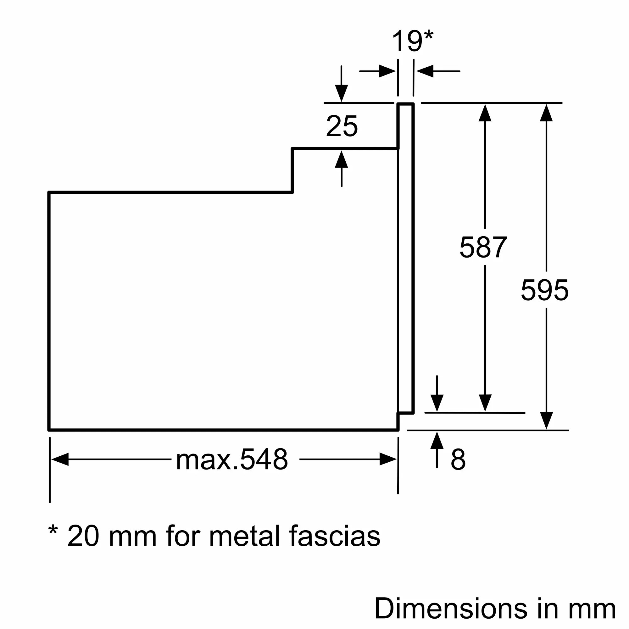 Bosch HBF512BB1T Габаритные размеры