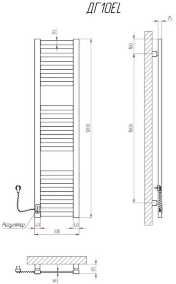 Kosser Герда 1200x300 EL (ДГ10ELW) Габаритные размеры