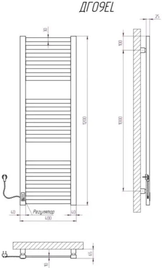 Kosser Герда 1200x400 EL (ДГ09ELW) Габаритные размеры